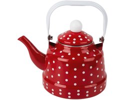 Vintage Emaille Waterketel voor Thee en Koffie - Hittebestendige Handgreep en Geschikt voor Gas en Inductie