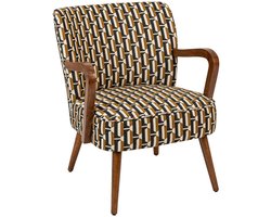 Vintage fauteuil van bouclé-stof met rubberhoutonderstel CHIARA