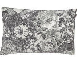 Vintage Flower Grijs Kussen | 40 X 60 | Sierkussen Voor Woonkamer Of Slaapkamer
