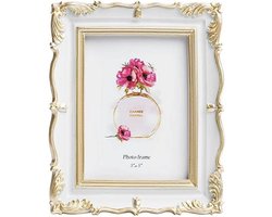 Vintage Fotolijst Beige Hars Rotan Look voor 13x18 Foto's - Landelijke Decoratie