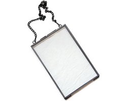 Vintage Fotolijst - Metalen Glaslijst - Foto Presentatie - Handgemaakt Koperen Frame - A4 Formaat - Antiek Zwart