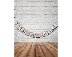 Vintage Geboorte Versiering Letter slinger - It's a Girl - Meisje - Guirlande - Banner | Rose Wit – Dochter | Satijn | Babyshower - Kraamtijd - Kraamfeest - Geboren - Feest - Baby | Raamslinger - Decoratie Baby kamer | Nostalgisch - Brocante - Oud