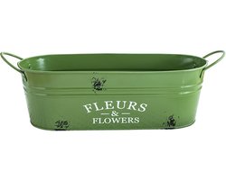 Vintage Gegalvaniseerd IJzeren Bloembak - Ovale Plantenbak voor Bloemen & Vetplanten - Landelijke Tuin- en Balkondecoratie