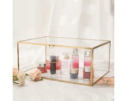 Vintage glazen doos terrarium retro sieradendoos-transparant glas-sieraden opbergdoos-organizer-bij bruiloft-verjaardagsfeest-decoratie-maat 33 x 23 x 14 cm