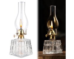 Vintage glazen olielamp voor sfeerverlichting - handmatige vlamregeling en draagbaar design