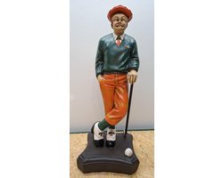 Vintage Golfer met groene trui beeld - 63cm hoog - golf - polyresin - polystone - Decoratie - Woonaccessoires - Beeld