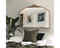 Vintage Gouden Barokke Spiegel voor Woonkamer en Badkamer - Antieke Messing Decoratie 36 x 30 cm
