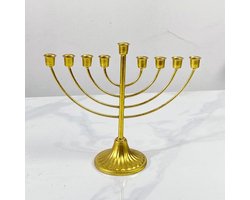 Vintage Gouden Kandelaar voor Chanoeka Kaarsen, Afneembare IJzeren Houder