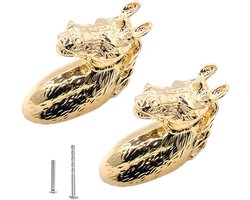 Vintage Gouden Knoppen van Massief Messing met Paardenhoofd Design voor Kastdeuren en Lades, Inclusief Schroeven, Retro Stijl Decoratie