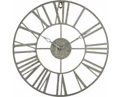 VINTAGE GRIJZE METALEN WANDKLOK Ø 37 CM