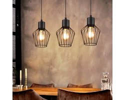 Vintage Hanglamp - Industriedesign Voor Woonkamer, Eetkamer, Slaapkamer & Keuken, 3 Fittingen