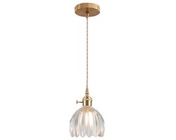 Vintage Hanglamp van Glas met Draaibare Schakelaar – Bloemvormige Plafondlamp voor Keuken, Eetkamer en Slaapkamer