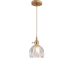 Vintage Hanglamp van Glas met Draaibare Schakelaar – Bloemvormige Plafondlamp voor Keuken, Eetkamer en Slaapkamer