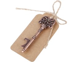 Vintage Hartvormige Sleutel Flesopener - Sleutelhanger met Labels voor Bruiloft, Feest, Verjaardag en Valentijnsdag