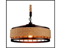 Vintage Henneptouw Hanglamp – Industriële Plafondlamp – Rustieke Kroonluchter – Ronde Retro Hanglamp 30/40CM