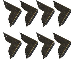 Vintage hoekbeschermers, 8 stuks retro metalen hoekbeschermers, vintage hoekbeschermers, houten kisten, meubels, tafelbeschermers (brons)