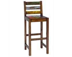 Vintage Houten Barkrukken Set van 2 - Kleurrijk Gerecycled Hout