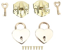 Vintage Houten Box Slot Set met Hartvormige Hangslot, Eenvoudige Installatie voor Retro Kunstwerken en Decoratie