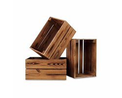 Vintage Houten Kisten Mini 30x20x15 cm - Multifunctionele Opbergkisten voor Huis & Tuin Decoratie (3 Stuks)