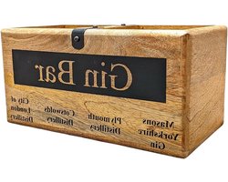 Vintage houten krat - Gin Bar Style Krat - flesorganizer - rustieke houten kist voor flesopslag - milieuvriendelijke barorganizer voor thuis en buiten Flessenkrat