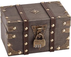 Vintage houten schatkist - afsluitbaar - klein rechthoekig - antieke houten sieraden opbergdoos - decoratie in Europese stijl - handgemaakte opbergdoos - organizer - sieraden en souvenirs opbergdoos - slaapkamerdecoratie - grijs