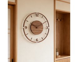 Vintage Houten Wandklok, Transparante Acryl Wandklok Rondo Silencioso Werkt met Piles Clock Decorativo voor Zitkamer, 35cm