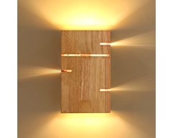 Vintage Industriële Houten Wandlamp Up Down Design Warm wit 3000K - Slaapkamer Woonkamer Trap Hal - Inclusief LED Gloeilamp.