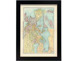 Vintage Kaart Poster - Midden-Europa Sepia - Muur Decoratie - Premium Papier Print - A4 Formaat - Zwart