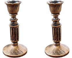 Vintage kandelaar in messing - 2 stuks - Perfect voor tafel, bruiloften en kerstdecoratie, wanddecoratie en sfeervolle verlichting
