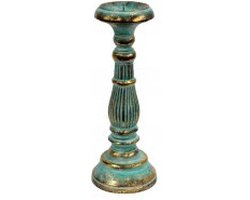 Vintage Kandelaar - Turquoise & Goud - Kaars Houder - 30cm Hoog