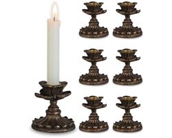 Vintage kandelaars voor kandelaars: 6 stuks kandelaars set voor kerst zwart brons kandelaars houder voor home decor hars taps kaars houder