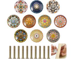 Vintage Keramische Kastknoppen in Diverse Kleuren - Set van 10 Decoratieve Handgrepen voor Meubels, Keuken en Kasten