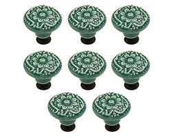 Vintage keramische ladehandgrepen - meubelknoppen - inclusief schroeven - geschikt voor kaptafels - 8-delige set - stijl B