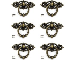 Vintage Keukenkast Kast Dressoir Deur Lade Ring Pull Handgrepen Knoppen, Antiek Messing Stijlvol - Set van 6