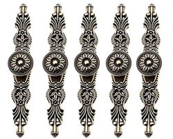 Vintage Knoppen voor Deuren van Meubelstukken - Textuur op Handvat - Antiek Brons - Voor Keukenkasten, Kasten, Commodes - Gatafstand 96 mm - 5 stuks