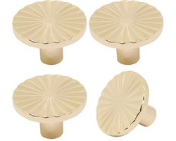 Vintage knoppen voor kasten en lades, ronde handgrepen van zinklegering voor dressoirs - 4 stuks - 30×30×20mm - messing platte ladegrepen - handgrepen voor keukens, kasten, badkamers, dressoirs, kasten - goud