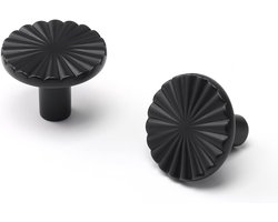 Vintage knoppen voor kasten en lades, ronde handgrepen van zinklegering voor dressoirs - 6 stuks - 30×30×20mm - messing platte ladegrepen - handgrepen voor keukens, kasten, badkamers, dressoirs, kasten - Zwart