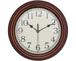 Vintage koperen wandklok, 12 inch, stil, niet-tikkend, op batterijen, kwarts, ronde retro wandklok, decoratief voor keuken, slaapkamer, woonkamer, kantoor, klaslokaal