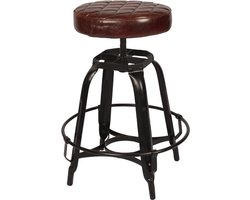Vintage Krukje Leer Verstelbare 55-73 cm Industriële Kruk Retro Barkruk Leder voor Hotel Restaurant Café