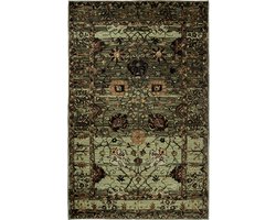 Vintage Laagpolig Vloerkleed "Hunter" - Perzisch Tapijt met Oosterse motieven in de kleur Groen/Terracotta 200x290 cm