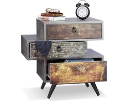 vintage ladekast - met 3 lades - 60 x 60 x 40 cm - retro - grijs