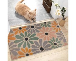 Vintage Linnen Badmat met Bloemenpatroon voor Slaapkamer en Badkamer - 40,6 x 71,1 cm