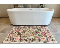 Vintage look badmat 120cm x 80cm - antislip voor extra veiligheid - wasbaar tot 30 graden