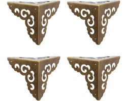 Vintage messing hoekbeschermers voor meubels - 4 stuks antieke hardware met wolkpatroon