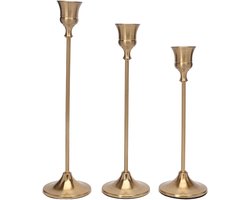 Vintage Messing Kandelaar, Metalen Kaarsenhouder voor Bruiloft en Thuisdecoratie met Glanzend Oppervlak en Elegante Afwerking