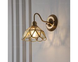 Vintage Messing Wandlampenkappen - Wandlamp Met Glas-In-Lood Kap - Wandlampenkappen - Voor Slaapkamer, Badkamer, Woonkamer, Hal - Transparant