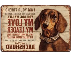 Vintage metalen bord van een teckel 20x30cm - schattige huisdierdecoratie voor tuin, boerderij en toilet, perfect als cadeau voor dierenliefhebbers