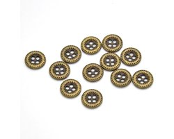 Vintage metalen knopen set van 50 stuks - ronde knopen met 4 gaten voor kleding, jeans en handwerkdecoraties