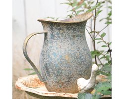 Vintage metalen melkkan - boerderijstijl - 1 stuk - 7" x 5,1" x 7,5"