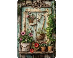Vintage metalen wanddecoratie voor de tuin, 20x30 cm